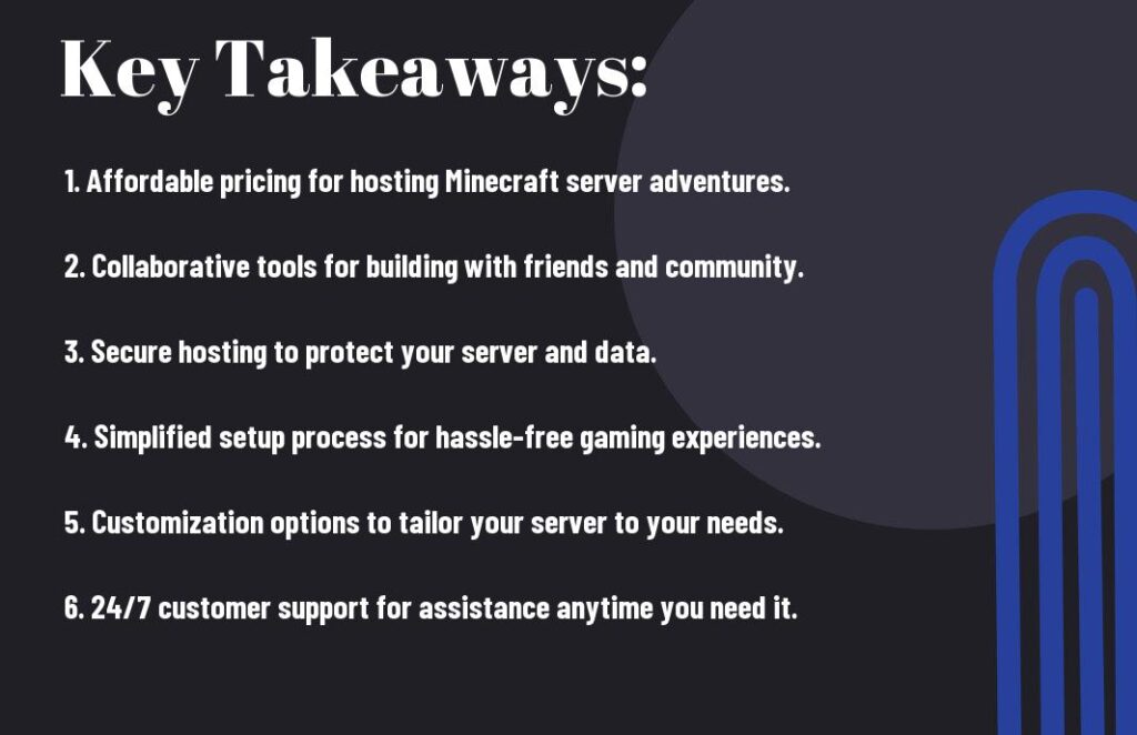 minecraft hosting - key takeaways